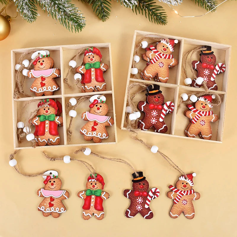 12Pcs Wooden Gingerbread Man Ornaments