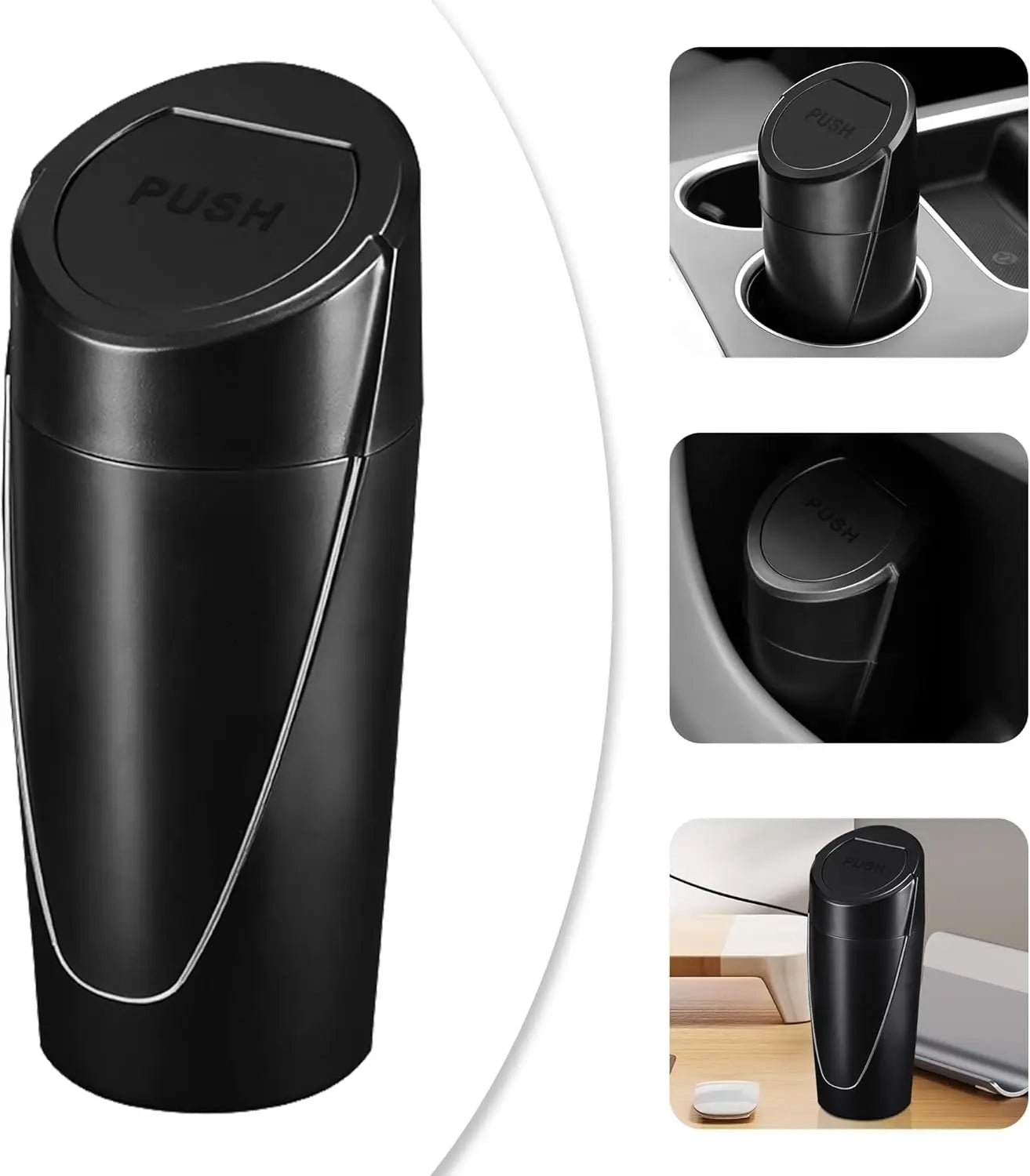 Car Trash Can with Lid Push-Pull Multi-Function Car Trash Can Storage Box  Organizer Interior Accessories Suitable for Most Cars