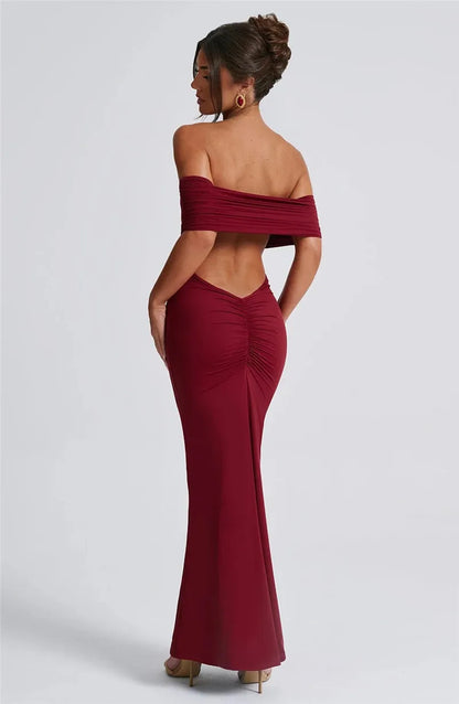 Robe longue sexy sans bretelles et dos nu, élégante