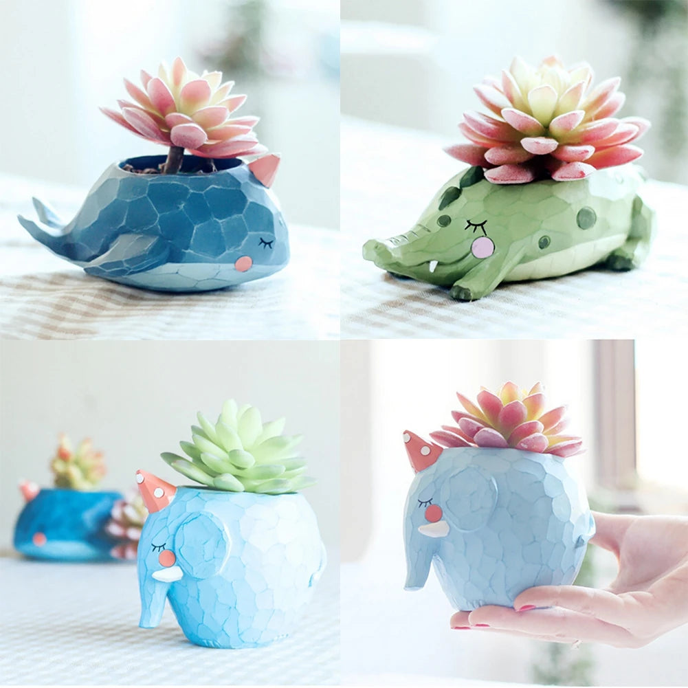 Cute Animal Resin Flower Pot Retro