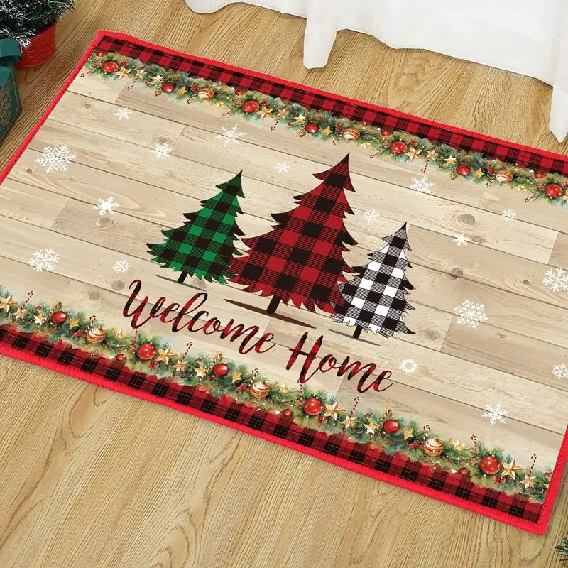 Christmas Snowman Santa Claus Floor Mat