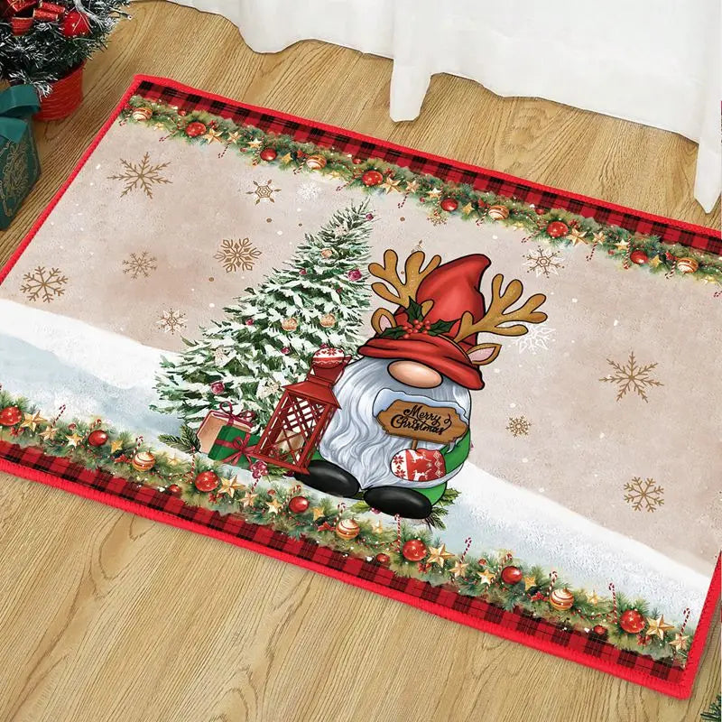 Christmas Snowman Santa Claus Floor Mat