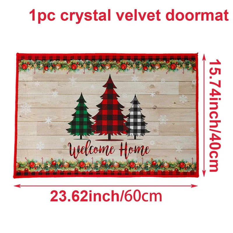 Christmas Snowman Santa Claus Floor Mat