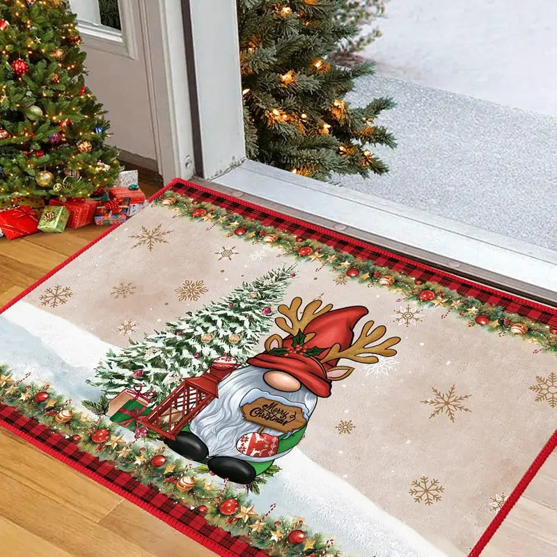 Christmas Snowman Santa Claus Floor Mat