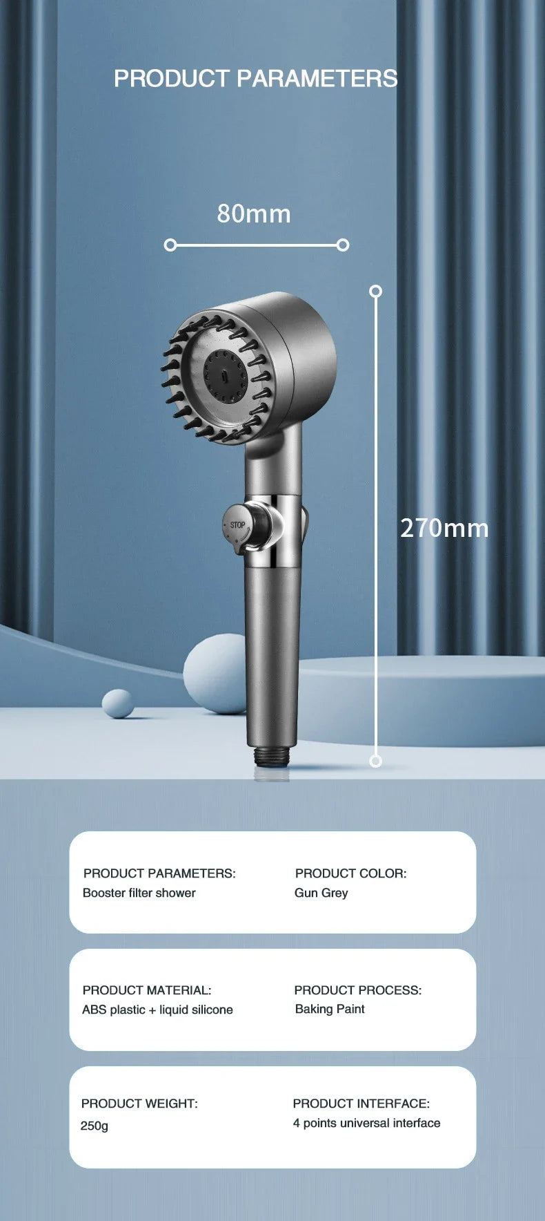 XIAOMI High Pressurized Filter Shower Head 3-mode Adjustable Spray With Massage Brush Rain Faucet Shower Set Bathroom Accessory