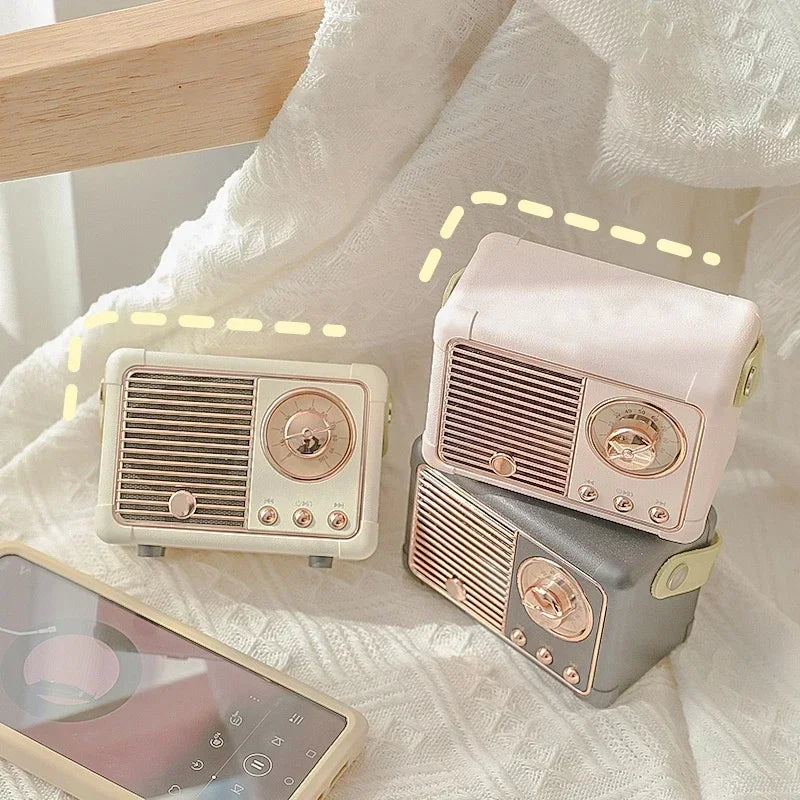 Mini Retro Desk Decor Bluetooth Speaker Wireless USB Charging Subwoofer Bluetooth Speaker Kawaii Table Decoration Room Decor