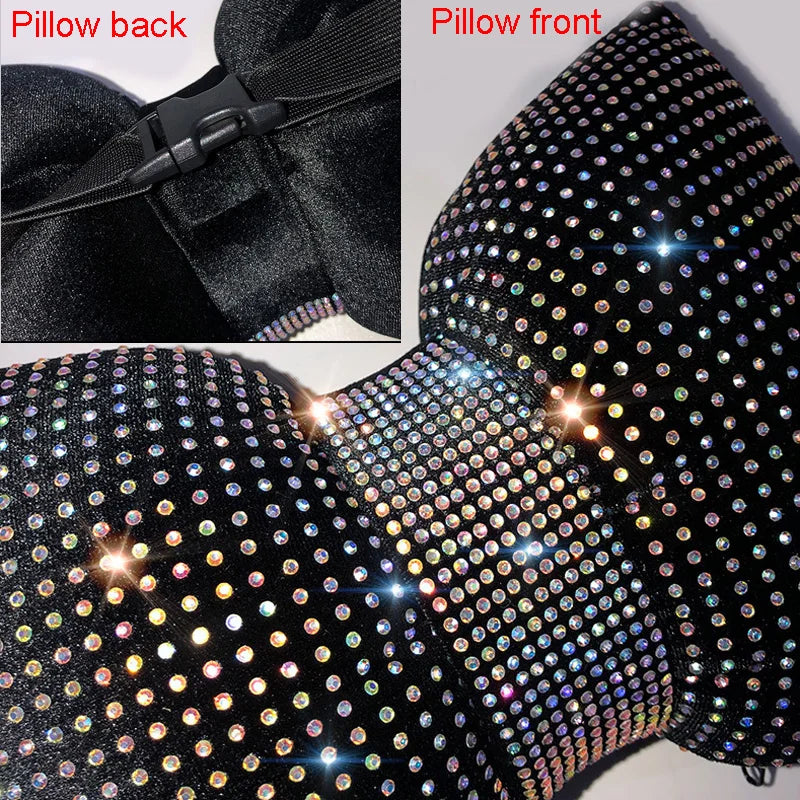 Diamond Crystal Bowknot  Neck Pillow with Soft  Rhinestone