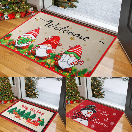 Christmas Snowman Santa Claus Floor Mat