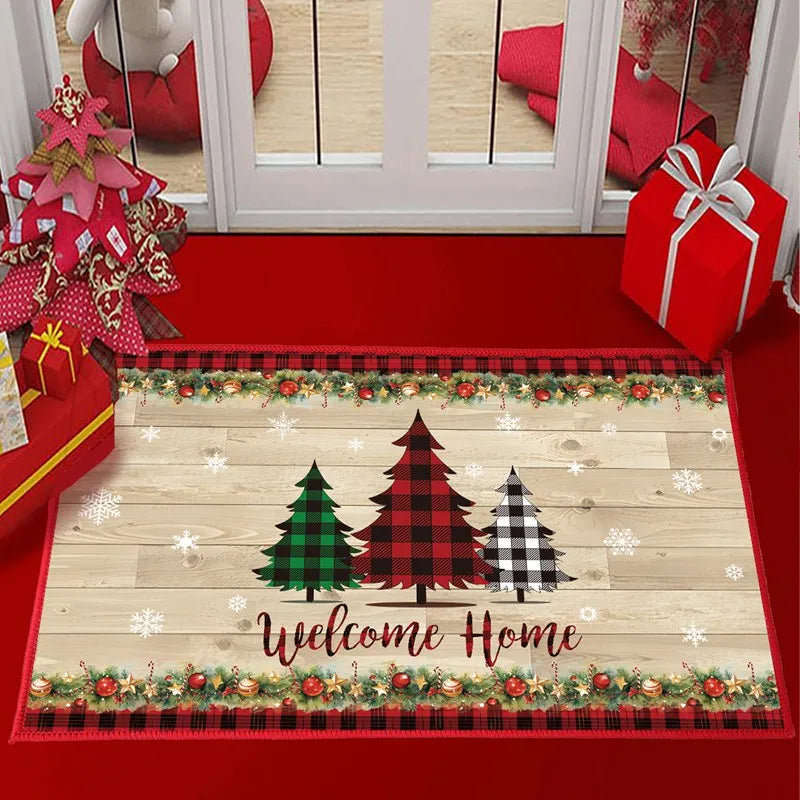 Christmas Snowman Santa Claus Floor Mat