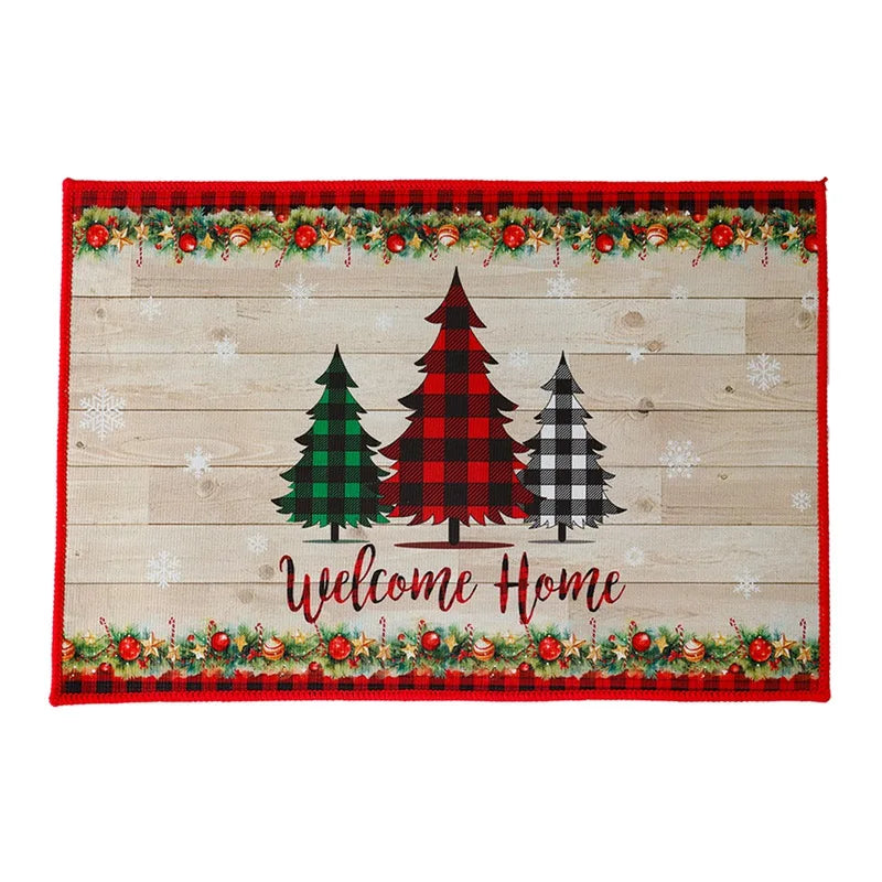 Christmas Snowman Santa Claus Floor Mat