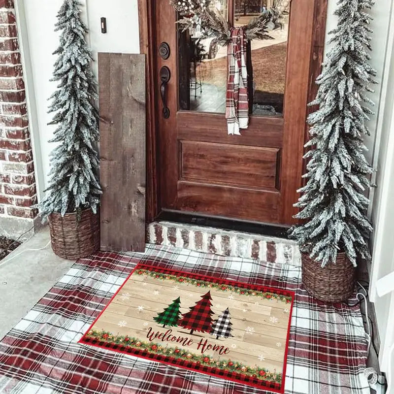 Christmas Snowman Santa Claus Floor Mat