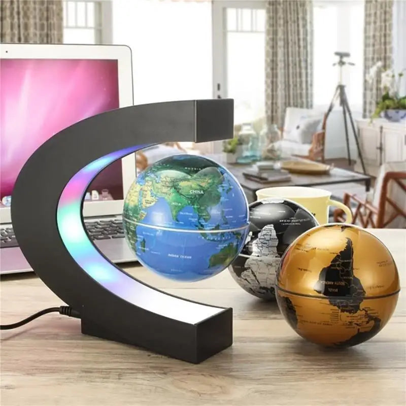 Globe flottant magnétique à lévitation LED Carte du monde Lampe électronique anti-gravité