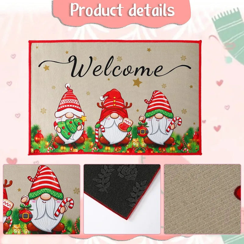 Christmas Snowman Santa Claus Floor Mat