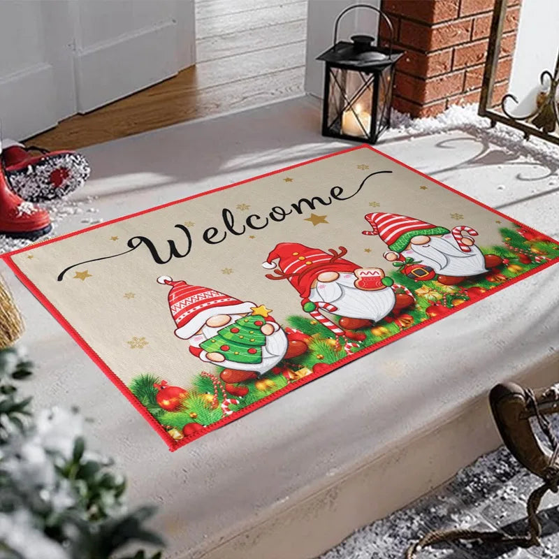 Christmas Snowman Santa Claus Floor Mat