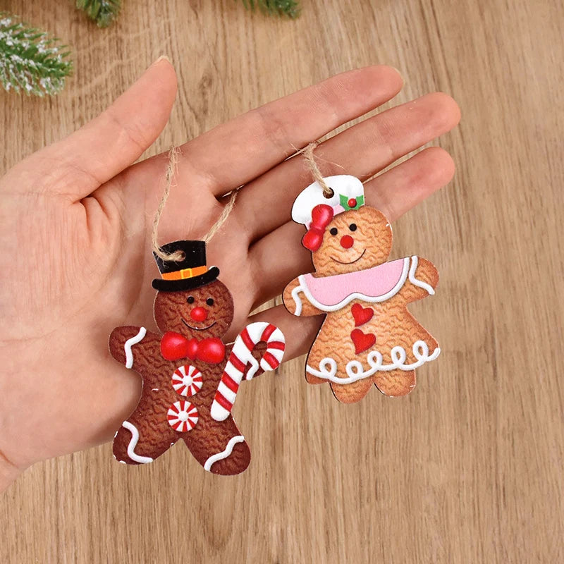 12Pcs Wooden Gingerbread Man Ornaments