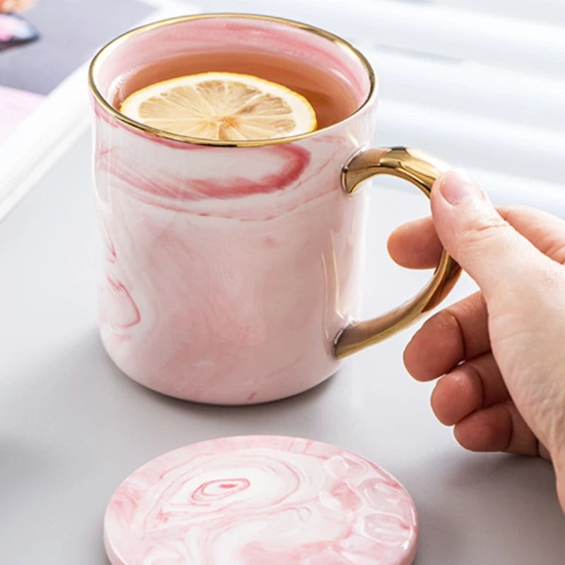 Ceramic Mug Gold Rim Tie Die Coffee Cup