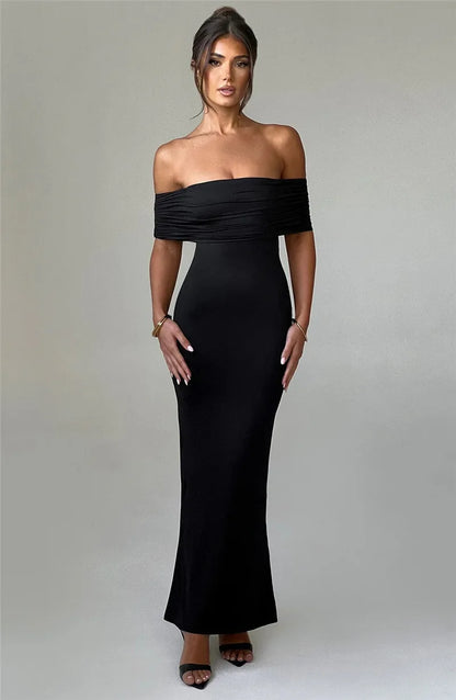 Robe longue sexy sans bretelles et dos nu, élégante