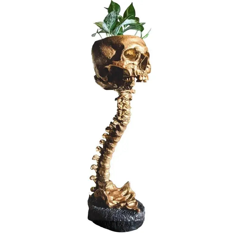 Skull Head Backbone Plant Planter Indoor Halloween Decor