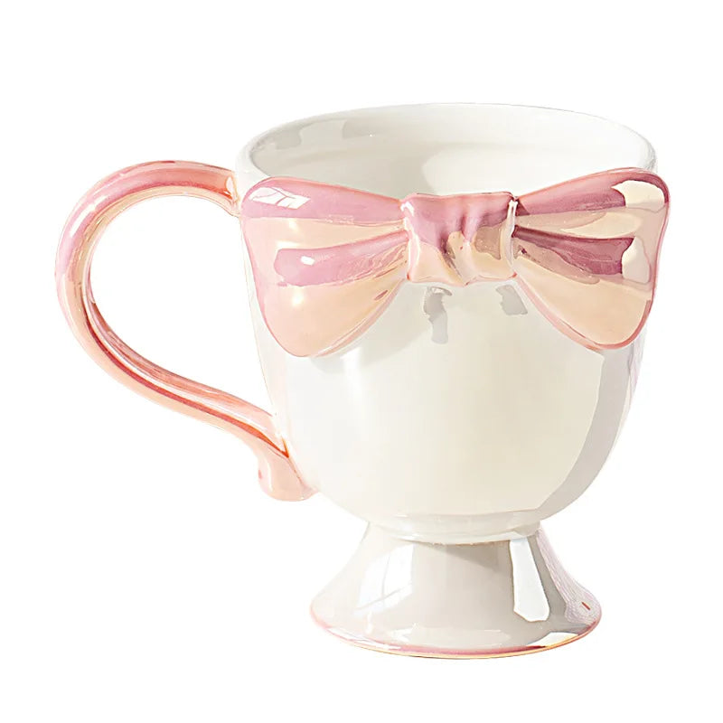 Creative and Exquisite Girl Heart Bow Ceramic Cup