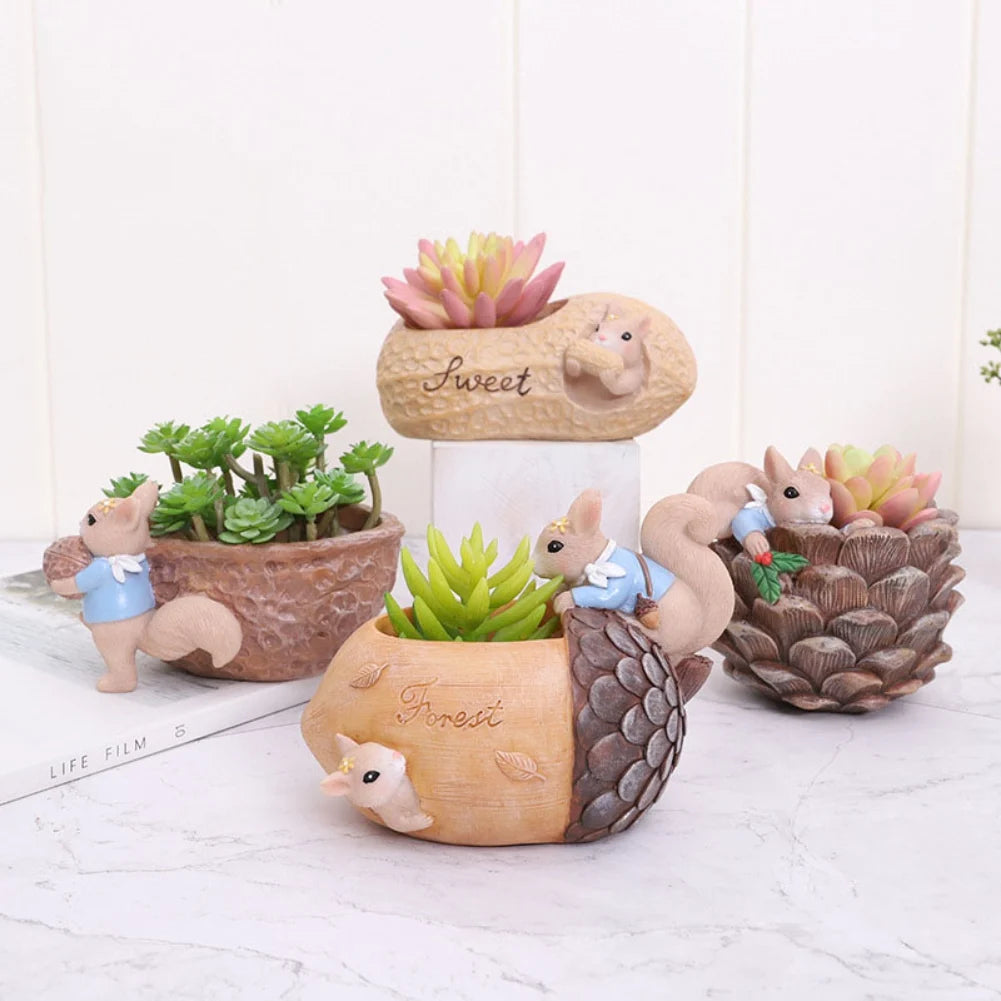 Cute Animal Resin Flower Pot Retro