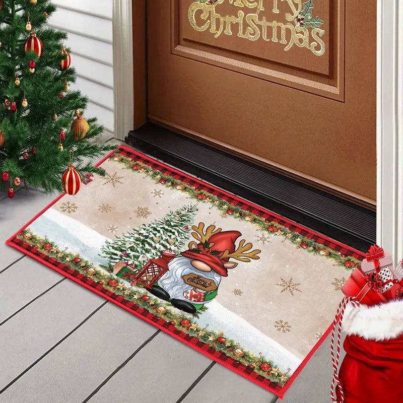 Christmas Snowman Santa Claus Floor Mat