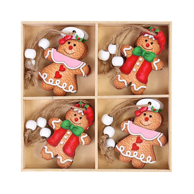 12Pcs Wooden Gingerbread Man Ornaments