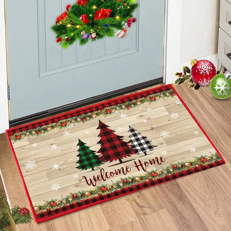 Christmas Snowman Santa Claus Floor Mat