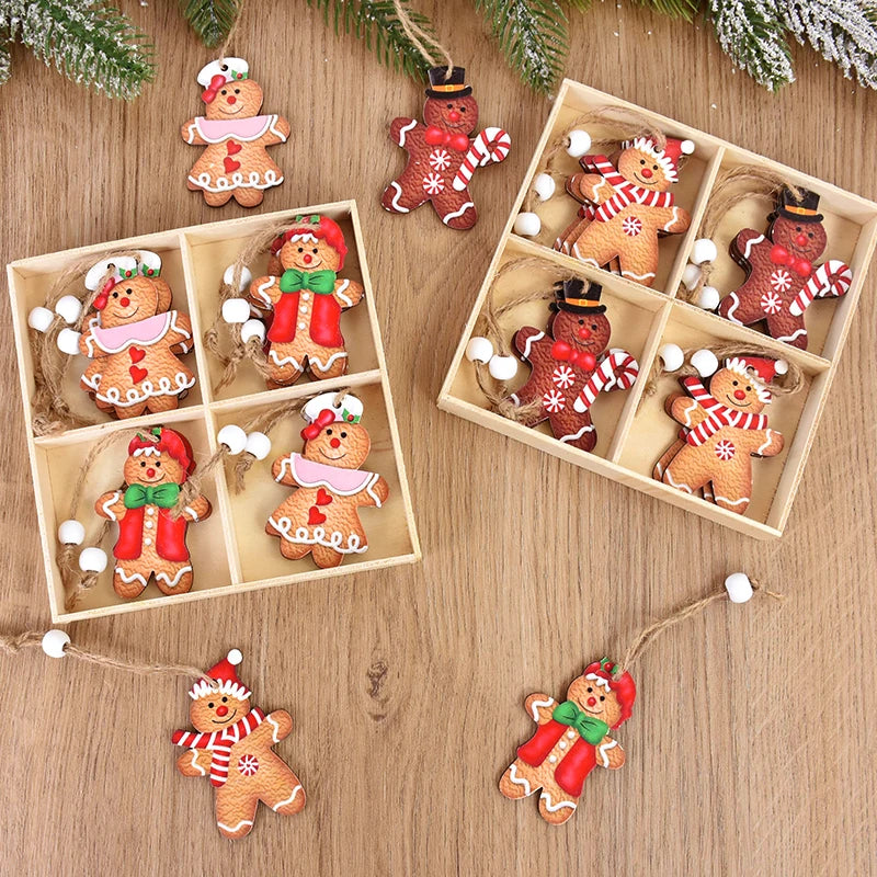 12Pcs Wooden Gingerbread Man Ornaments