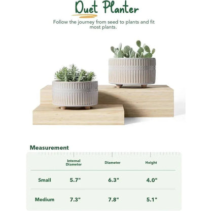 Ceramic Indoor Plant Pot with Drainage Set of 2