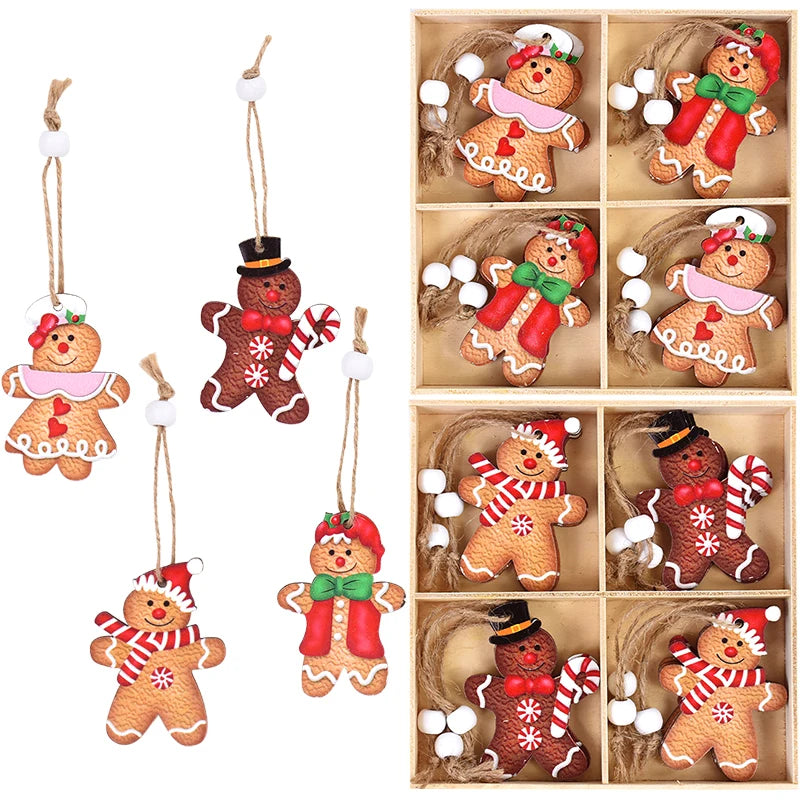 12Pcs Wooden Gingerbread Man Ornaments