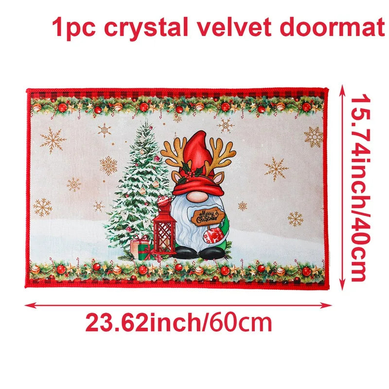 Christmas Snowman Santa Claus Floor Mat