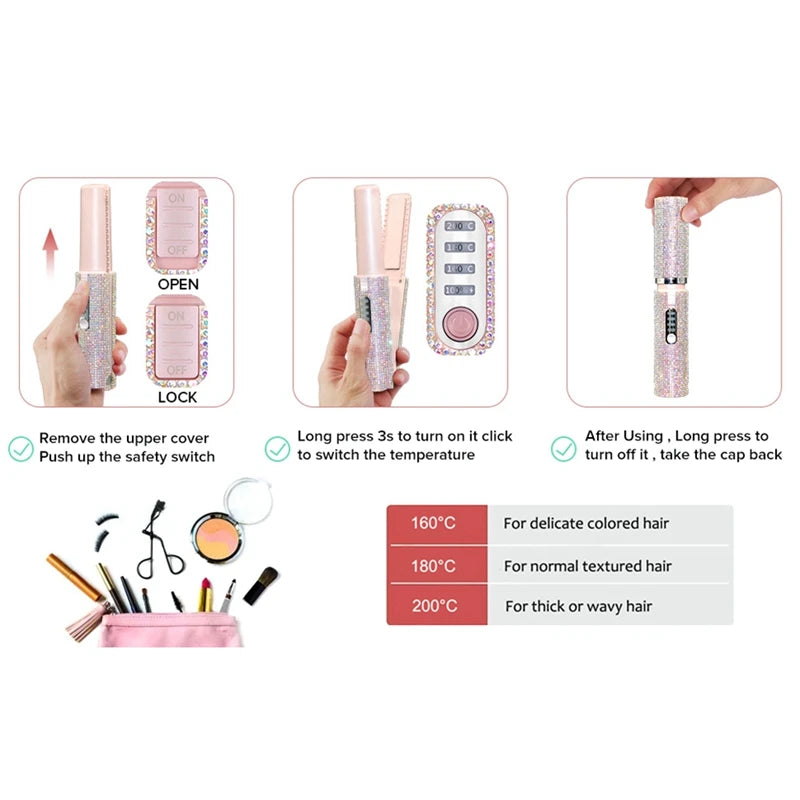 Electric USB Hair Straightening 2-In-1 Brush