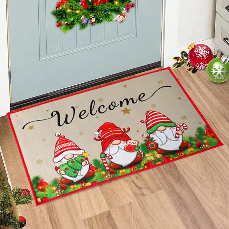 Christmas Snowman Santa Claus Floor Mat