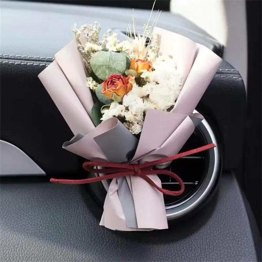 Car Air Outlet Dried Flowers Bouquet Aromatherapy Perfume Dispenser Lasting Fresh