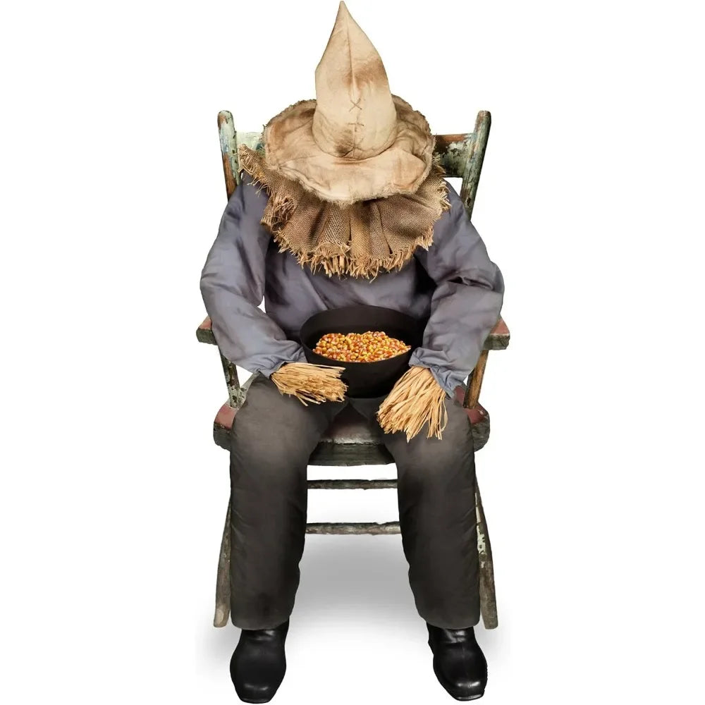 Spirit Halloween Sitting Scarecrow Animatronic Motion and Sound Activated.