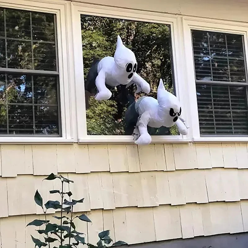 Halloween Cute Ghost Break The Window Deco