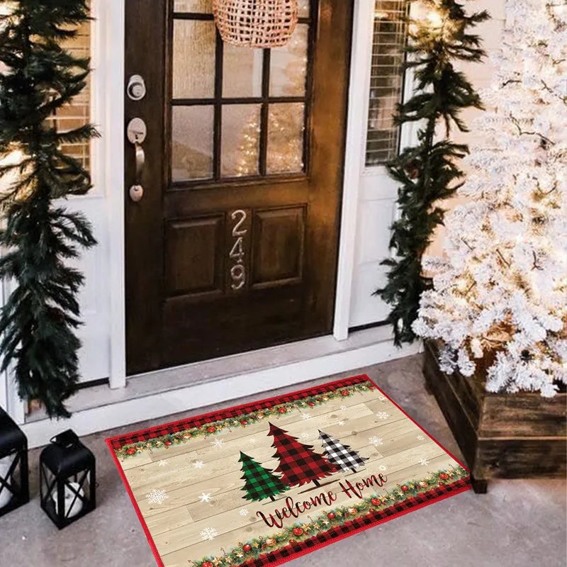 Christmas Snowman Santa Claus Floor Mat