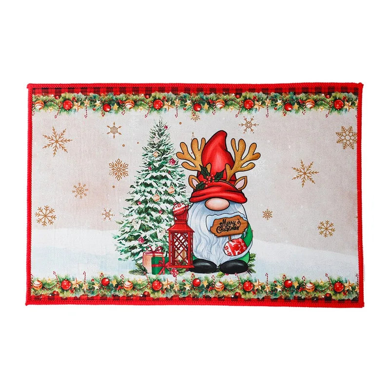 Christmas Snowman Santa Claus Floor Mat