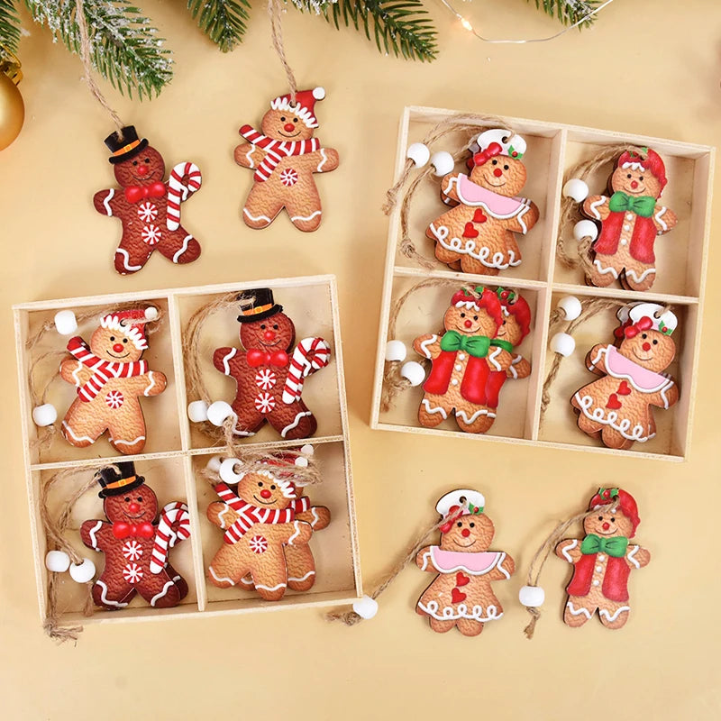 12Pcs Wooden Gingerbread Man Ornaments