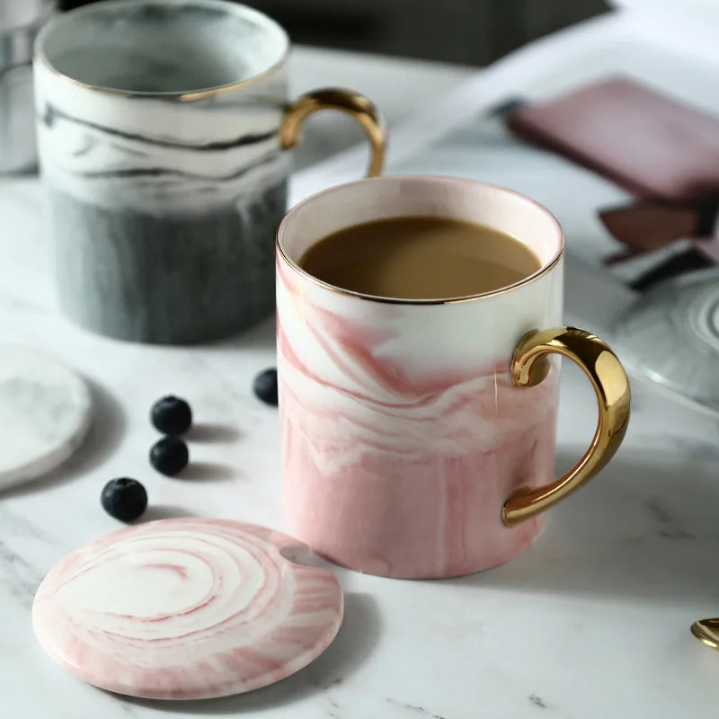 Ceramic Mug Gold Rim Tie Die Coffee Cup