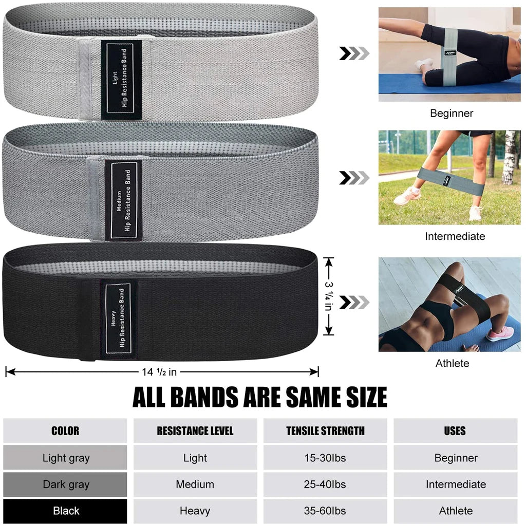 WOSWEIR 1/2/3PCS Elastic Rubber Bands Set for Women Men Fitness Gym Home Resistance Booties Band Hip Circle Expander Workout