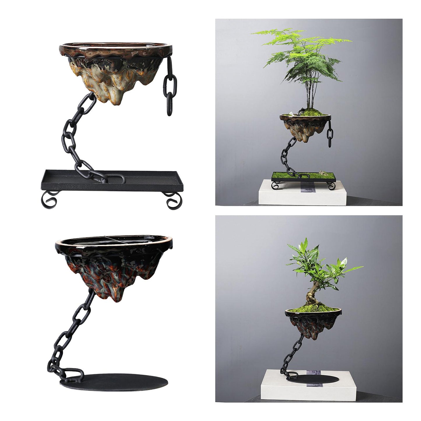 Potted Plants Iron Art Hanging Basket for Bonsai Pots