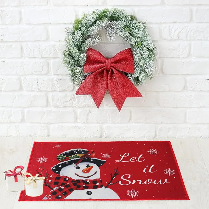 Christmas Snowman Santa Claus Floor Mat