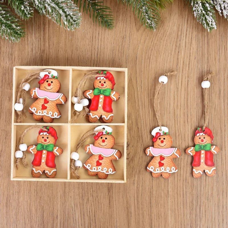 12Pcs Wooden Gingerbread Man Ornaments