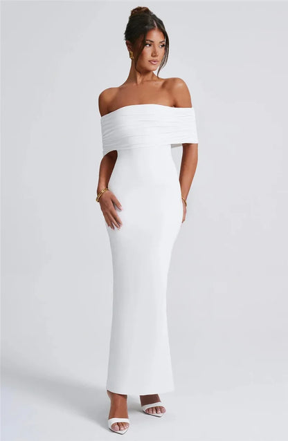 Robe longue sexy sans bretelles et dos nu, élégante