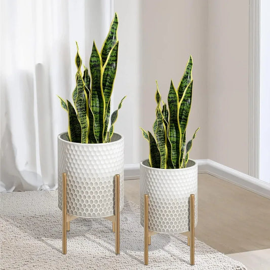 Mid Century Planters for Indoor Plants, Set of 2