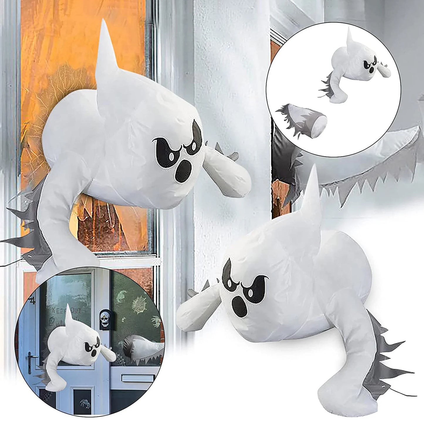 Halloween Cute Ghost Break The Window Deco