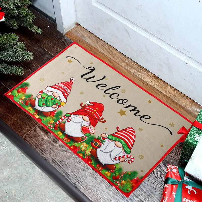 Christmas Snowman Santa Claus Floor Mat