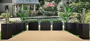 Metallic Heavy Tall Outdoor/Indoor Planter Box 14Lx14Wx30H Inches, ‎35 Pounds