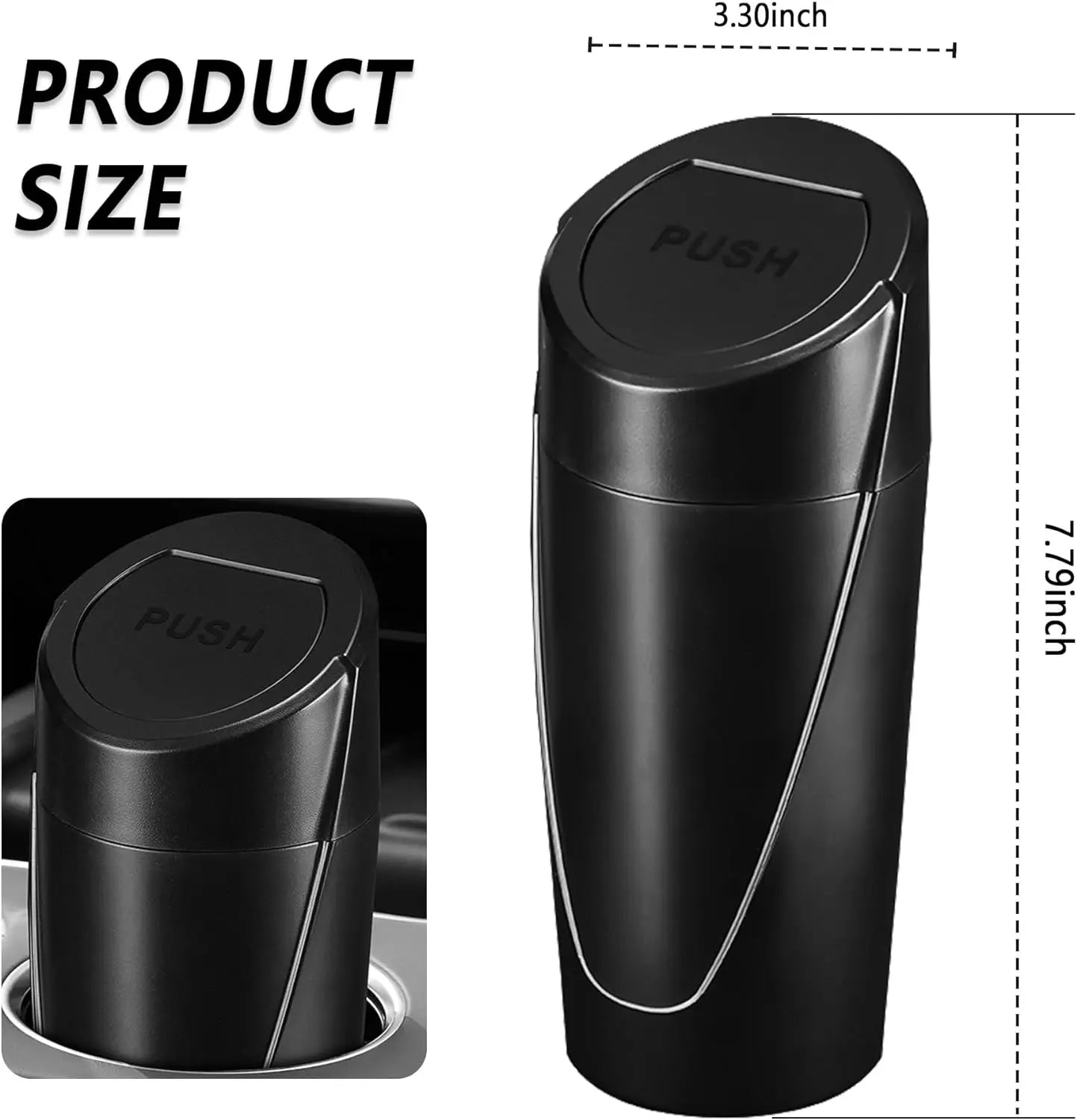 Car Trash Can with Lid Push-Pull Multi-Function Car Trash Can Storage Box  Organizer Interior Accessories Suitable for Most Cars